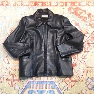 JONES NEW YORK ▪︎ Women's Genuine Leather Jacket in Black, Size Large